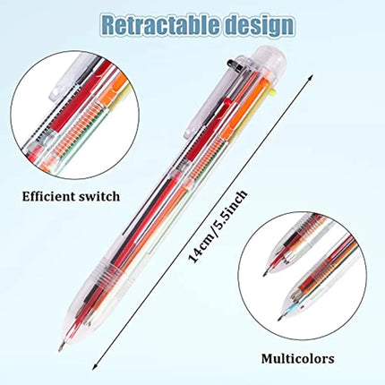 50 Pcs Multicolor Retractable Ballpoint Pens Kids 6-in-1 Transparent Barrel Ballpoint Pen 6-Color 0.5mm Office School Supplies