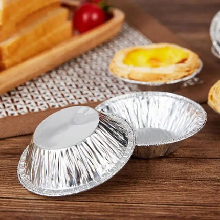 New 100pcs Disposable Aluminum Foil Tart Pan Mini Pot Plate Tin Pie Bake Tart Pan Tray O0f0