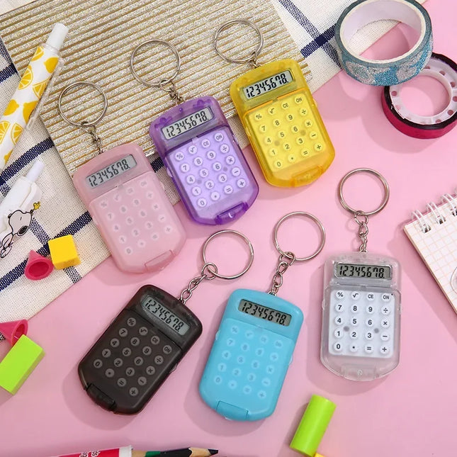 Multifunctional Calculator Creative Convenient Electronic Mini Calculator Bag Charm Keychain for School