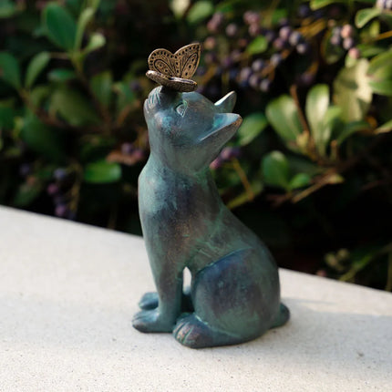 Cat Butterfly Statue Cat Figurine Garden Resin Cat Figurine Outside Ornaments Art Decor For Indoor Outdoor Garden Decoration