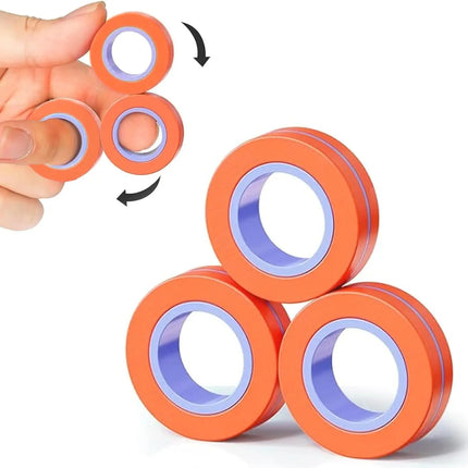 Magnetic Rings Fidget Toy for Adult, Idea ADHD Anxiety Magnetic Fidget Toys Set Fidget Spinner Rings for Relief, Gifts for Teen