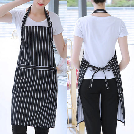 Adjustable Half-length Adult Apron Striped Restaurant Chef Apron Outdoor Camping BBQ Picnic Kitchen Cook Apron With 2 Pockets