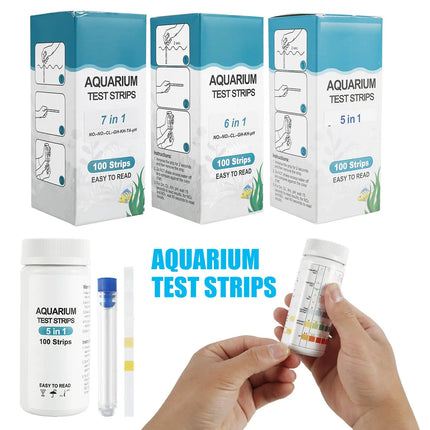 100Pcs Aquarium Test Strips Water Quality Test Strip 7in1 Fish Tank Test Kit Freshwater Saltwater Aquarium Water pH Test Strips