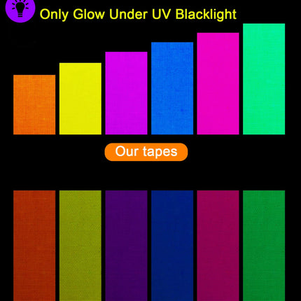 6pc UV Fluorescent Tape Neon Cloth Blacklight Reactive Glow In The Dark Tape for Home Wedding Party Decoration Staircase Warning