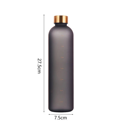 1Liter Sports Water Bottle With Time Marker Fitness Outdoor Travel Portable Leakproof Drinkware BPA Free Frosted Drink Bottles