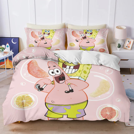 Spongebob Twin Bedding Set Cute Printed Cartoon Quilt Cover Duvet Cover Comforter Sets Queen