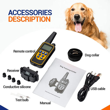 Electric Pet Dog Training Collar Shock Training Collar Electronic Remote Control Waterproof Rechargeable