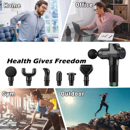 Massage Gun Deep Tissue Vibration Massager Portable Handheld Electric Office  Fitness Workout Massager 30-speed LED Display