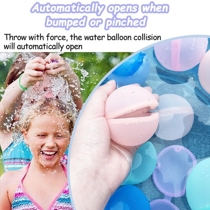 48PCS Water Balloon Reusable Toys,Water Ball for Kid,Soft Silicone Water Balloon Quick Fill,Kids Adult Water Game Summer Party