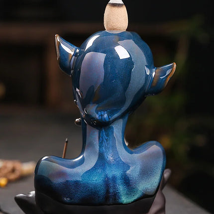 Creative European Style Backflow Incense Burner, Ceramic Elf Girl Incense Burner Romantic Valentine's Day Gift (Without Incense)