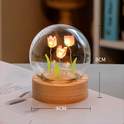 Cute Valentines Day Gift Girlfriend DIY Material Floral Lamp Tulip Night Light Room Decor