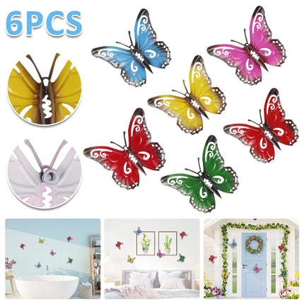 6Pcs Metal Butterfly Wall Decor Chroma Butterfly Decorations Birthday Party Garden Yard Room Decorations Outdoor Vloer Vlinder