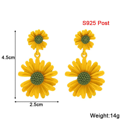 Korean Style Bohemian Daisy Drop Earrings - Colorful Flower Ear Jewelry