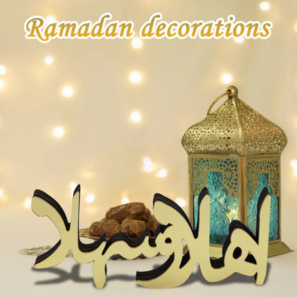 Moon Star Ramadan Wooden Sign Muslim Islamic Kareem Iftar EID Mubarak Rustic Home Table Centrepiece Tabletop Art Decoration Gift