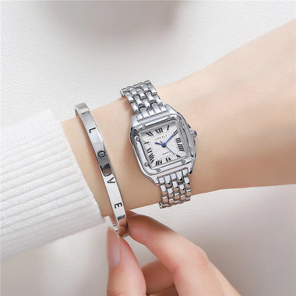 Women's Fashion Square Watches Gold Alloy Strap 2023 Luxury Ladies Quartz Wristwatches Qualities Female Roman Scale Clock