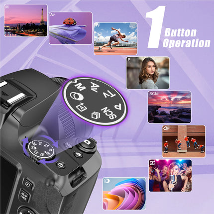 10X Optical Zoom Camera 64MP Digital DSLR Camera for Photography 4K HD Youtube Video Vlog Camcorder Auto Focus Webcam SLR Camera