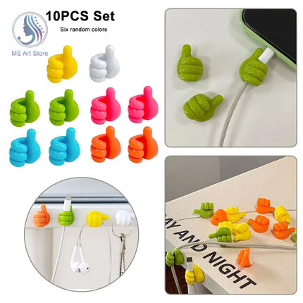 10Pcs Cable Organizer Random Color Thumb Wall Cable Hook Adhesive Cable Clip Silicone Key Hook Wall Hangers Organizer Holder