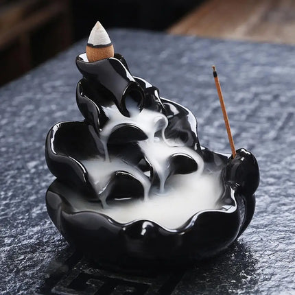 Ceramic Incense Burner Waterfall Backflow Smoke Censer Creative Incense Ornament Burner Home Decorative Crafts for Living Room