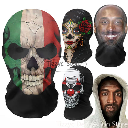 Full Face Mask Halloween Costume Party Prop Horror Skull Baloklava Hat Hood Simulation Mask Cosplay Prop 3D Funny Celebrity Face