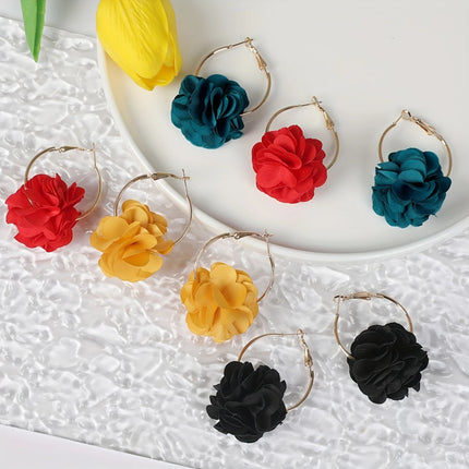 Extravagant Bohemian Cotton Flower Earrings for Women - Party Statement Jewelry