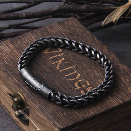 Vintage Chain Link Men Bracelet Handmade Punk Rock Stainless Steel Motorcycle Bracelets Male Hand Jewelry Boyfriend with box