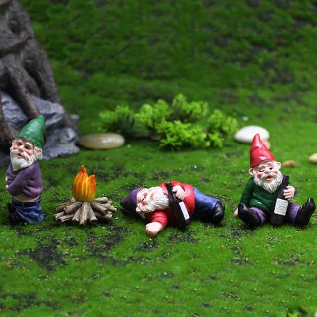 Creative Gnome Dwarf Art Sculptures Mini Dwarf Funny Miniature Micro Landscape Outdoor Figurine Ornament Tabletop Lawn Porch Dec