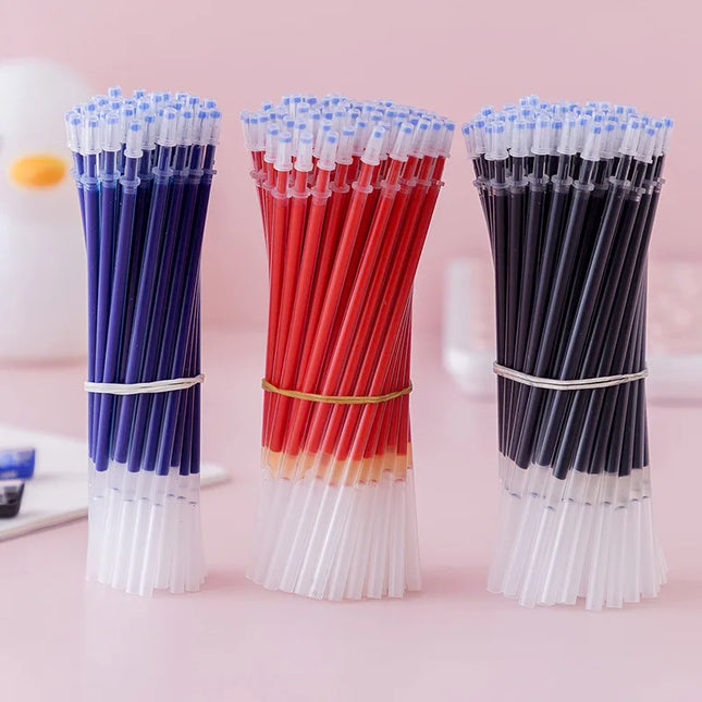 50Pcs/Lot Gel Pen Refills 0.5mm Red Blue Black Ink Refill Office Signature Rods School Stationery Writing Supplies Handle Needle