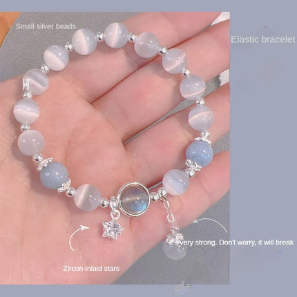 Simple Pendant Bracelet Ins Moonstone Crystal Bead Moon Pendant Bracelet For Women Imitation Opal Bracelet Jewelry Gifts