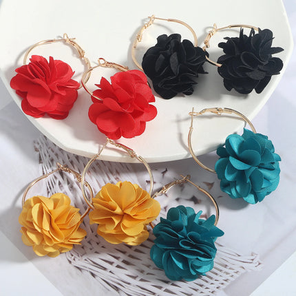 Extravagant Bohemian Cotton Flower Earrings for Women - Party Statement Jewelry