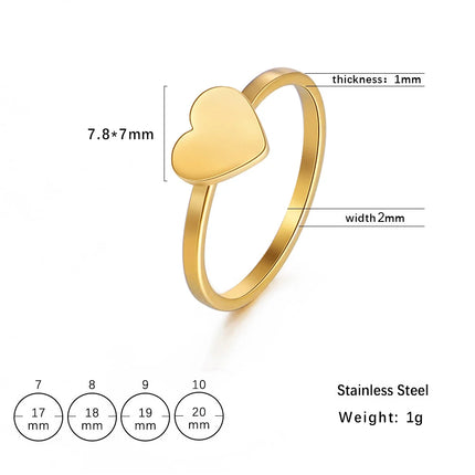 Amaxer Minimalist Heart Stainless Steel Rings For Girl Women Gold Color Cute Tiny Hollow Finger Ring Jewelry Gift