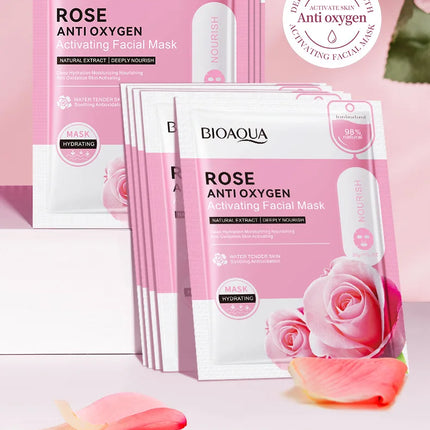 12pc Rose Flower Extract Face Mask Korean Whitening Sheet Mask Moisturizing Mask Nourishing Skincare Facial Korean Fresh Product