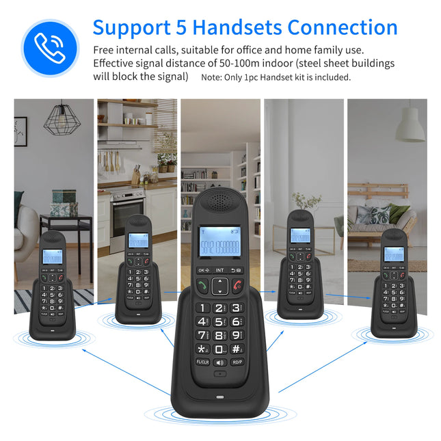 Expandable Cordless Phone System with 3 Lines Display Caller ID Hands-free Calls Intercom Conference Call Mute Function