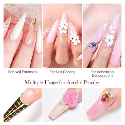 Nail Crystal Powder Kit Acrylic Liquid Set With Nail Brush Pink White Acrylics For Nails Extension Carving Professional Set