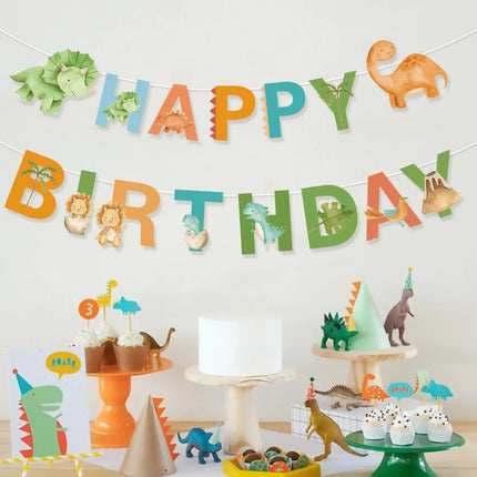 Dinosaur Happy Birthday Garland Banner Roar Dino Party Balloons Jungle Animal Safari 1st Kids Birthday Party Decoration Supplies