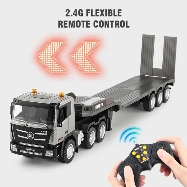 1:24 Huina RC Flat Truck Model 9Channels Alloy Engineer Vehicle 2.4G Remote Control Car Radio Controlled Trailer Toys for Boy