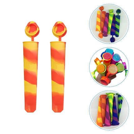 2 Pcs Food Grade Silicone Reusable Flexible Smooth Kitchen Gadgets Dining Accessories Ice Cream Tools Popsicle Molds Ice
