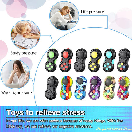 4Pcs Fidget Pad Sensory Toys Controller Stress Reducer Game Pad Mini Handheld Fidget Clicker For Adult Anxiety Stress Relief