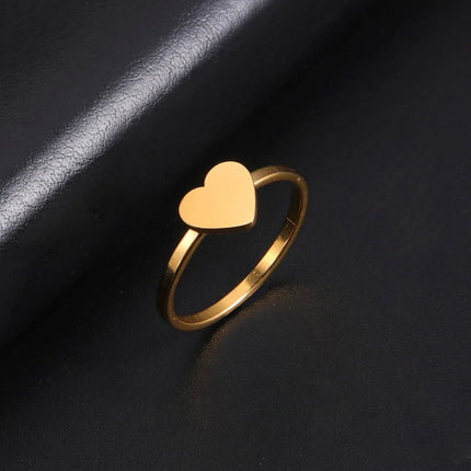 Amaxer Minimalist Heart Stainless Steel Rings For Girl Women Gold Color Cute Tiny Hollow Finger Ring Jewelry Gift