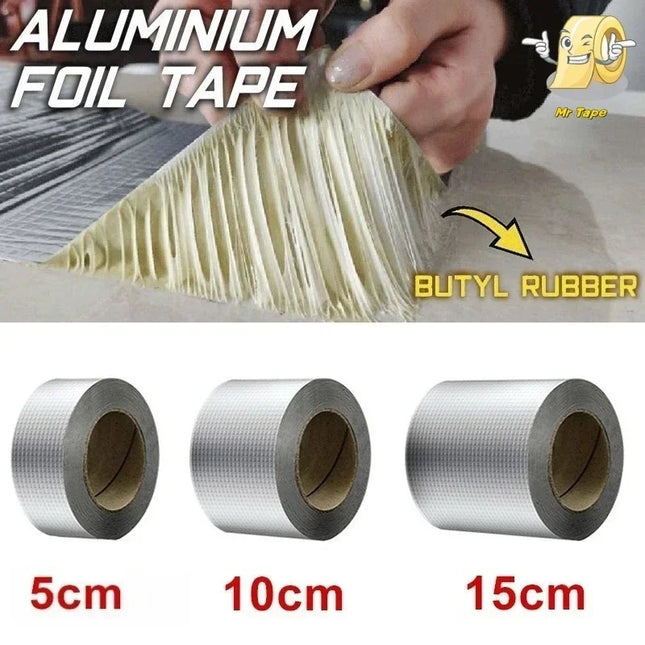 Aluminum Foil Butyl Rubber Tape 5M/10M High Temperature Super Resistant Waterproof Self Adhesive Wall Crack Roof Pipe Repair