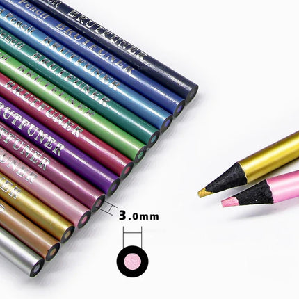 12 Color Metallic Colored Pencils Drawing Sketching Set Coloring Colour Pencils Profession Art Supplies For Artist