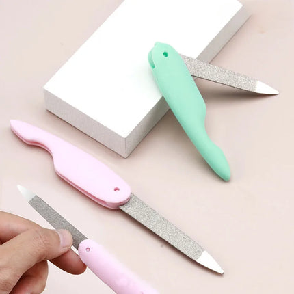 Mini Bird Folding Nail File Washed and Polished Manicure File Double Sided Frosted Abs Plastic Material  Nail Art Tools