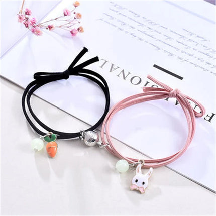 2024 Luminous Cat Star Moon Bracelet Couple Charm Handmade Adjustable Rope Matching Friend Bracelet Infinite Love Jewelry Gifts