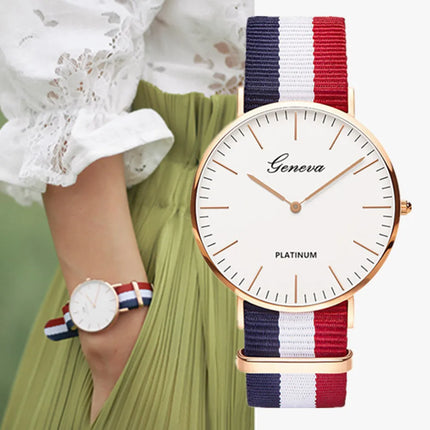 Luxury Brand Quartz Watches Women Simple Thin Women Wrist Watches Fashion Stripe Nylon Strap Lady Clock Gift Relogio Feminino