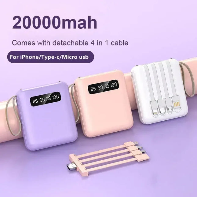 Xiaomi Mini Power Bank Fast Charge 30000mAh Large Capacity Portable PowerBank 4 in1 Cable For iPhone Samsung HUAWEI 2024 NEW