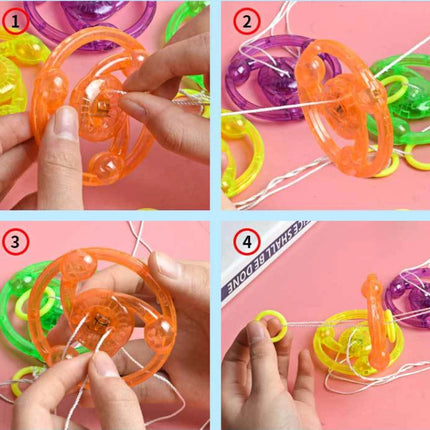 3pcs New Luminous Hand Pull Luminous Flashing Rope Flywheel Toy Led Light Toy Novelty Children Flywheel Flash Gyro Gift Toys