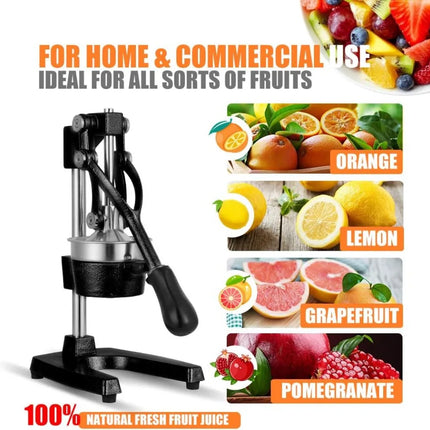 Commercial Heavy Duty Cast Iron Hand Press Manual Orange Citrus Lemon Lime Grapefruit Pomegranate Fruit Juice Squeezer Machine