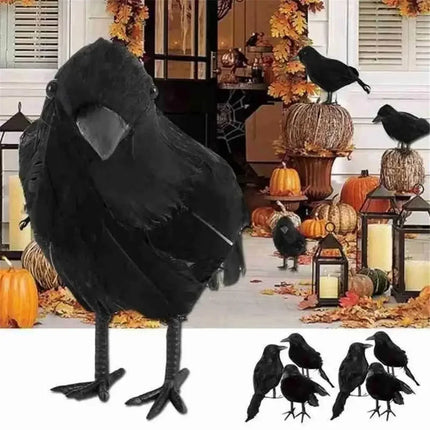 1-12PCS Simulation Halloween Crows Animal Model Halloween Crows and Ravens Decor for Halloween Party Home Decoration Supplies