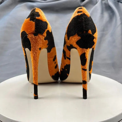 Street Style Leopard Suede Women Pumps Thin High Heel Pumps Sexy Pointed Toe 8cm 10cm 12cm Comfortable Party Shoes