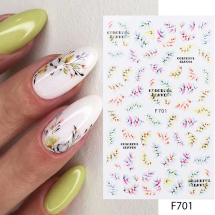 New Luxury Nail Design Colorful Butterfly Nail Sticker 3D Fruit Floral Nail Art Slider Geometric Nail Art Accessories Sticker