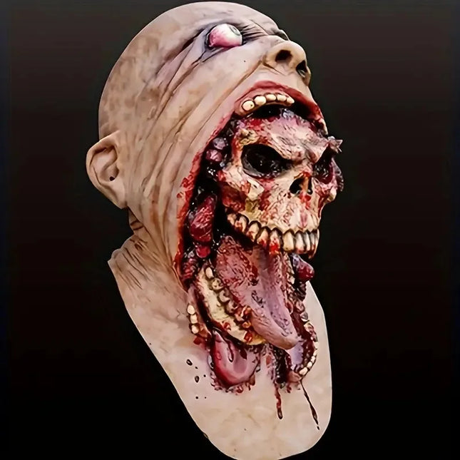 Spooky Halloween Zombie Mask - Latex Bloody Skull With Melted Face For Cosplay & Party Decorations Halloween Decorations